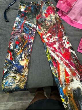 Paint-Splatter Men’s Chinos - Multicolor Artistic Finish